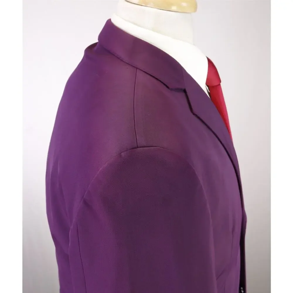 Ozwald Boateng Bespoke Couture Solid Purple 2-Btn Techno Suit 36R